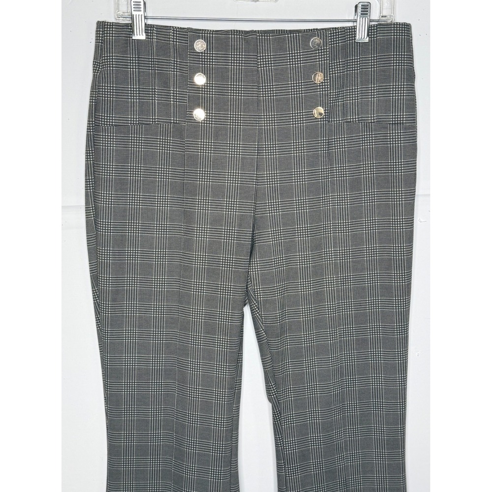 Ella Rafaella Plaid Sailor Pant 12P Grey Flare High Waist Career Preppy Academia - Picture 5 of 8